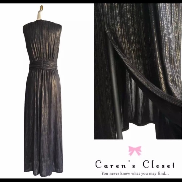 David Meister Liquid Gold & Black Twist Knot Gown - Picture 4 of 4